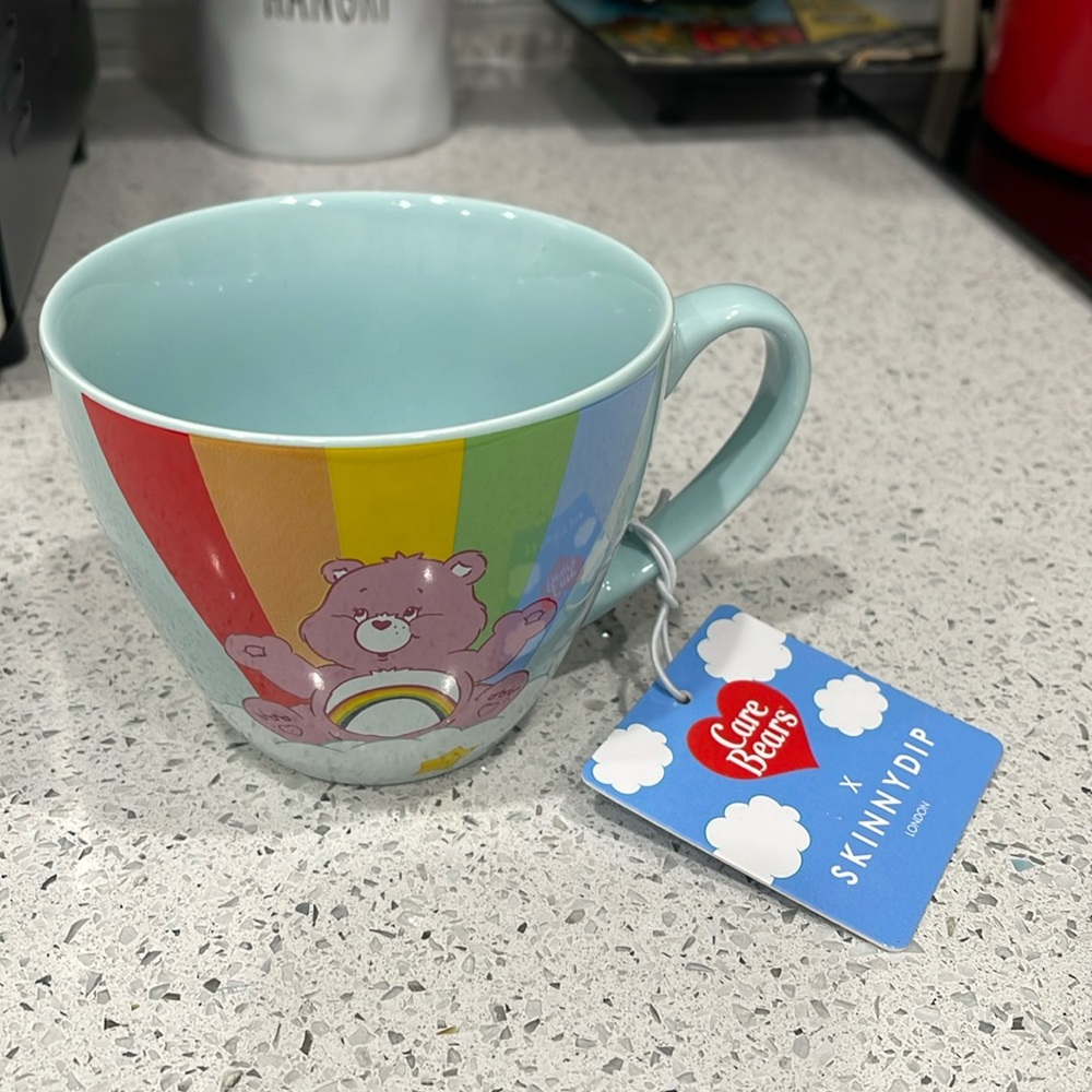 Care Bears & Skinny Dip London Blue/Pink/Cheer Bear & Rainbow Ceramic Mug